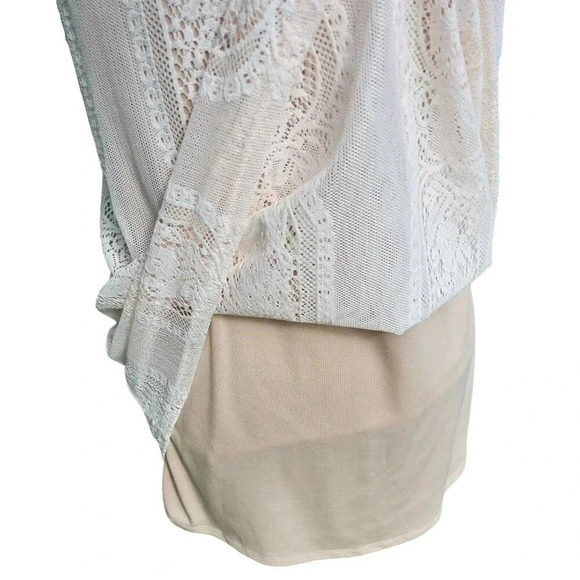 Cream Lace over Nude Short Lace Slip Cocktail Dress by Fire Los Angeles SZ SM - Picture 13 of 13